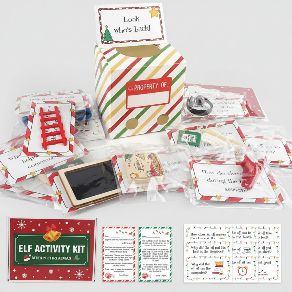 Elf Kit 24 Days Christmas Activity Cards Kids Holiday Set