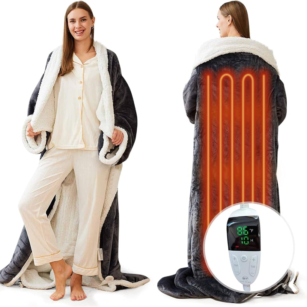 Electric Blanket Wearable Sherpa Fleece Throw for Adults Warmth