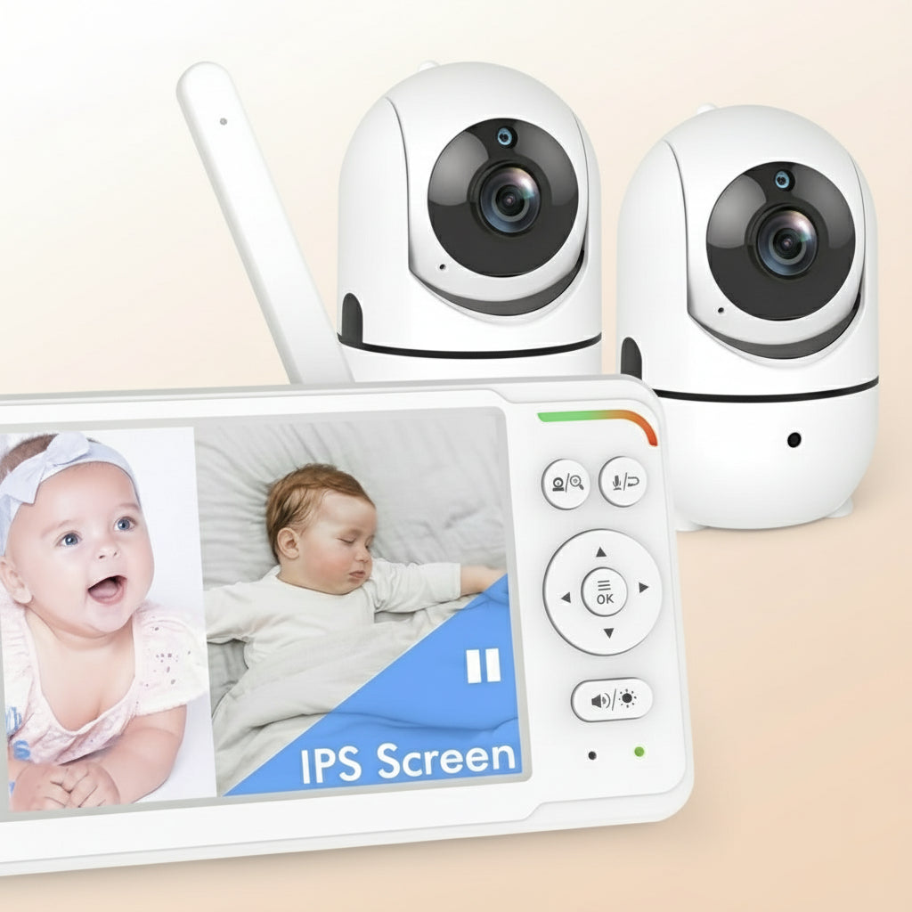 Baby Monitor Split Screen Dual Camera Night Vision Long Range Video