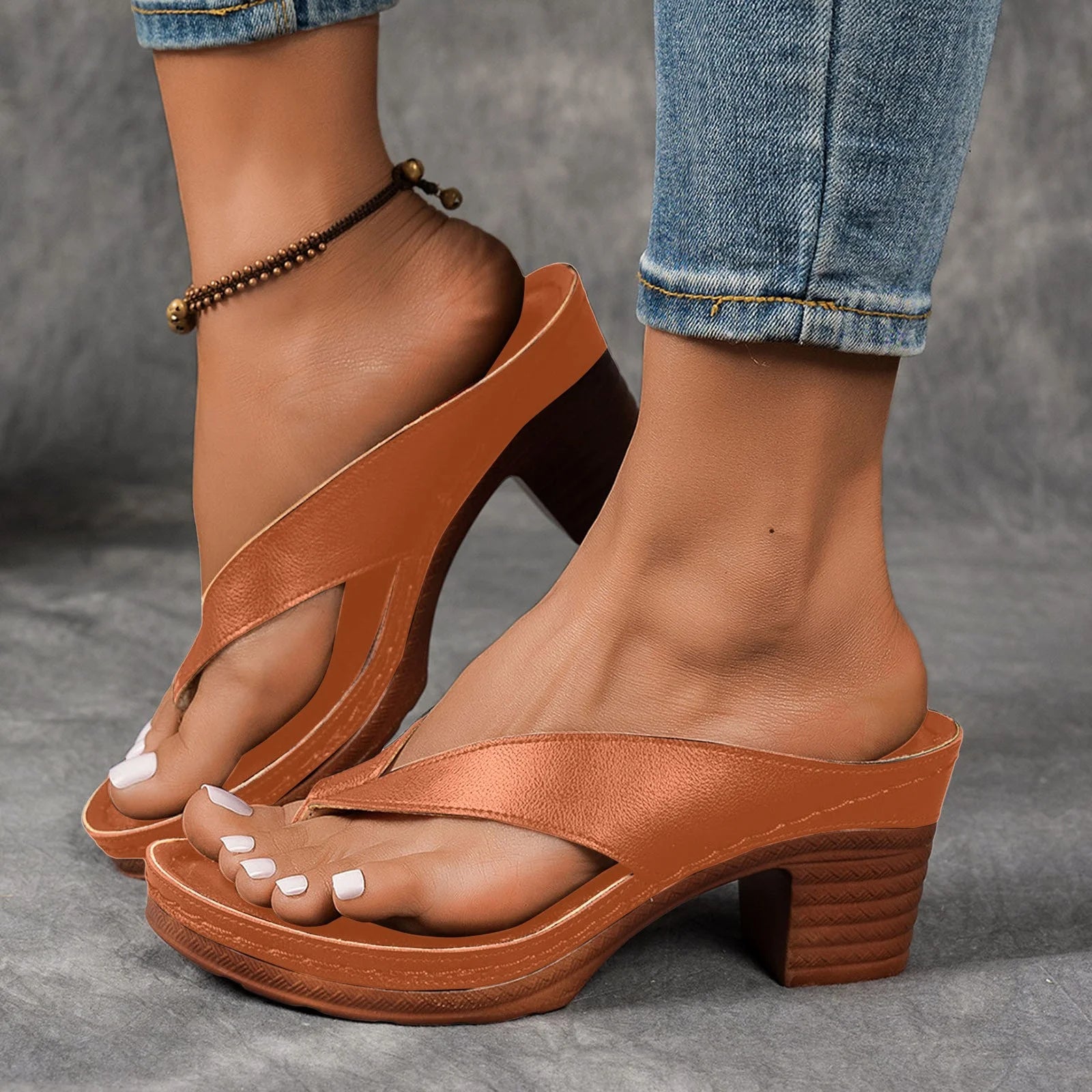 Women’s Stylish Block Heel Sandals | Slip On Open Toe Platform