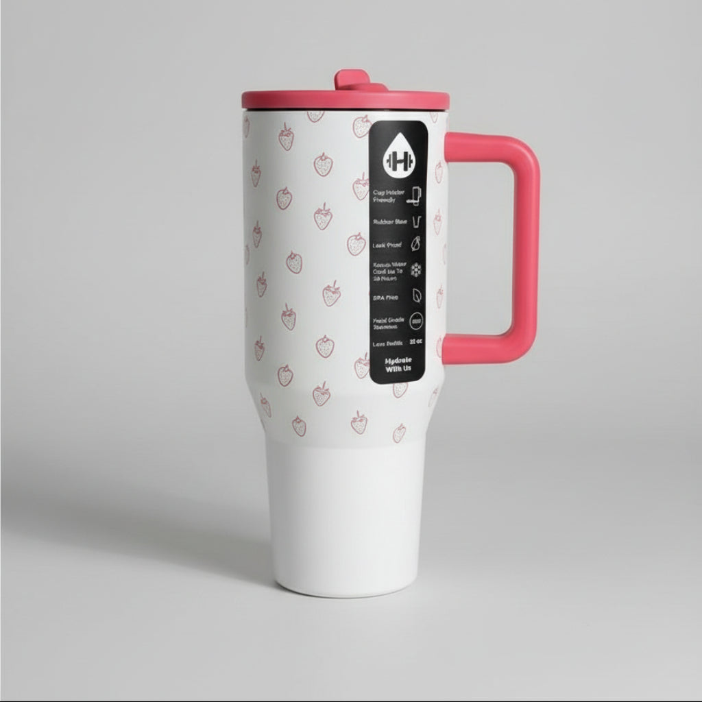 Gift Stainless Steel Travel Mug Reusable Fruit Pattern Coffee Cup