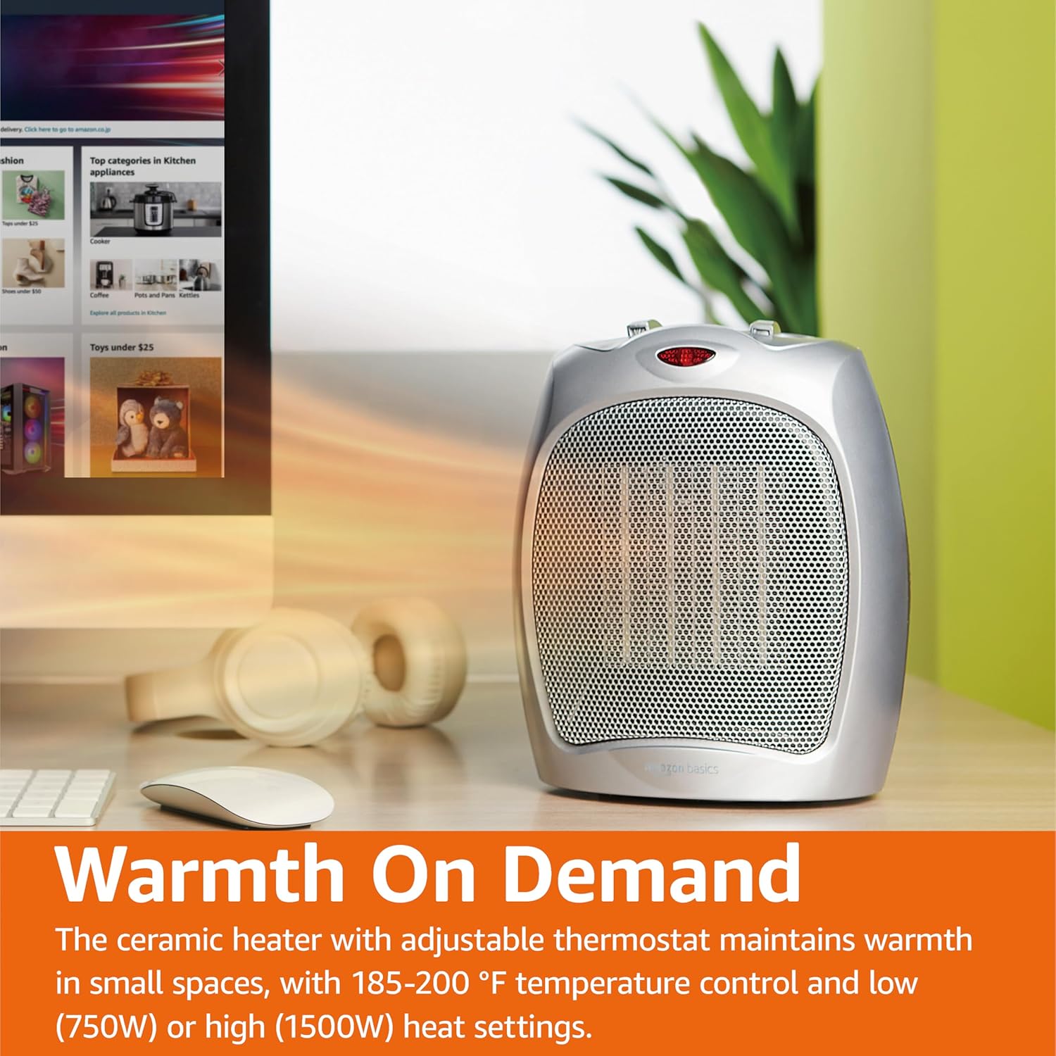 Electric Space Heater Portable Ceramic Heater Adjustable Thermostat