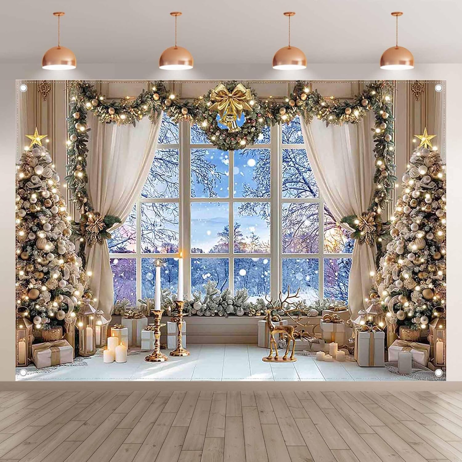 Christmas Decor Window Backdrop 7x5 Winter Photography Party