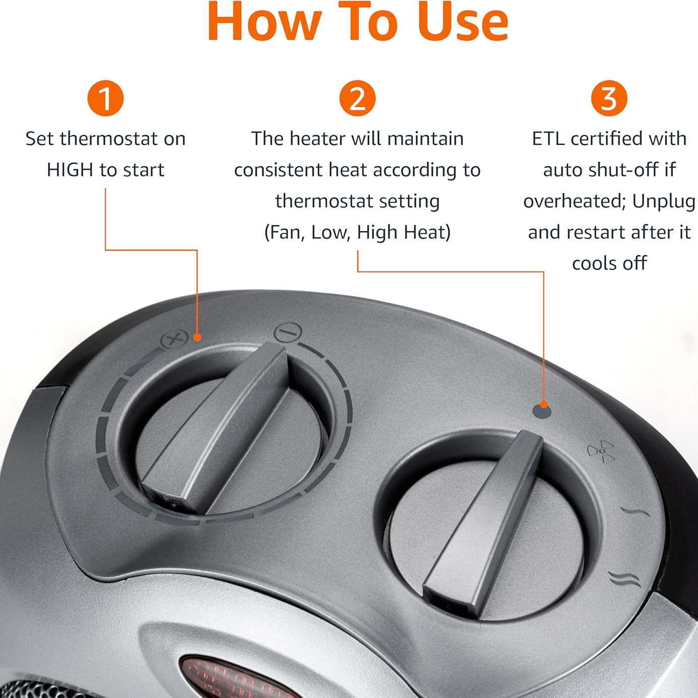 Electric Space Heater Portable Ceramic Heater Adjustable Thermostat