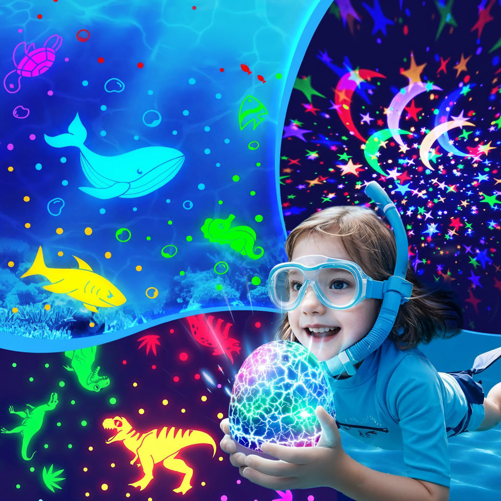 Gift Night Light Projector Kids Unicorn Star LED Bedroom Lamp