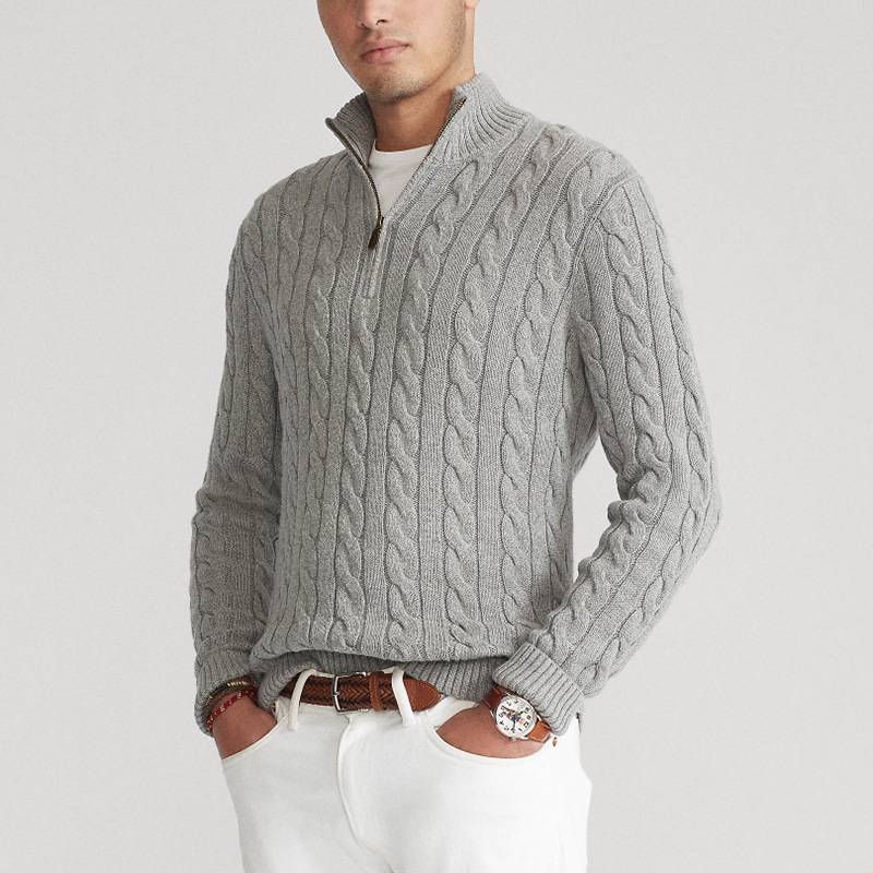 Men’s Knit Zipper Sweater | Long Cashmere Zipper