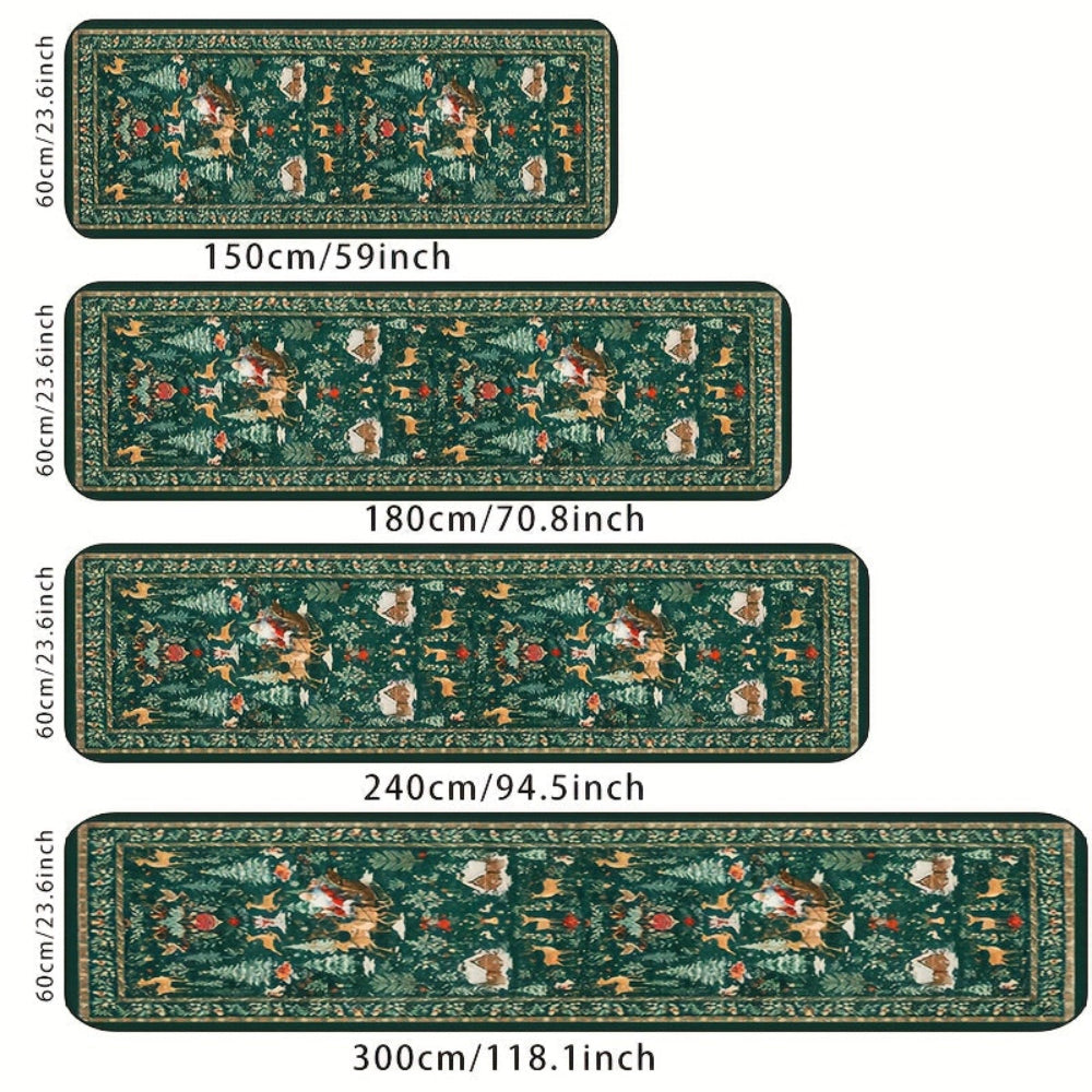 Christmas Rug Non-Slip Washable Runner Carpet Hallway Decor