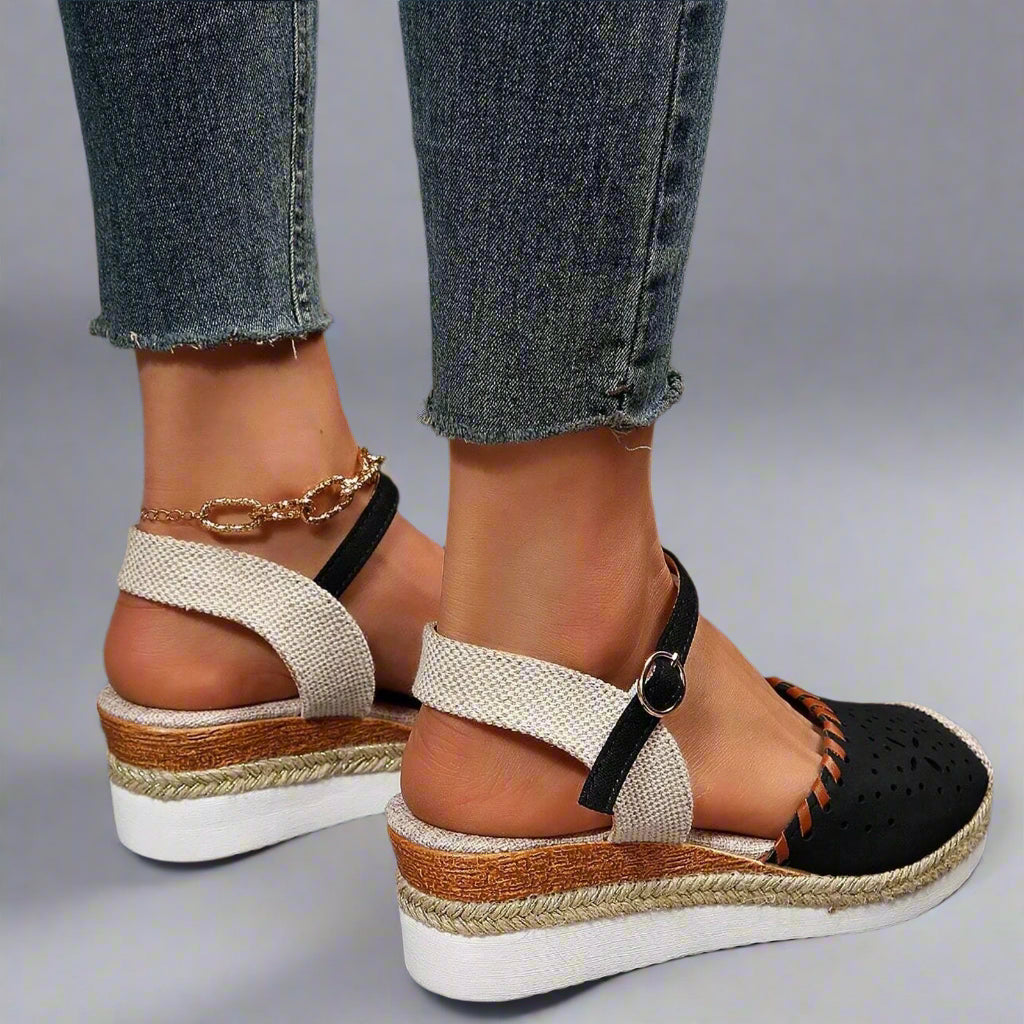 Women’s Comfortable Espadrille Sandals | Closed Toe Wedge Ankle Strap