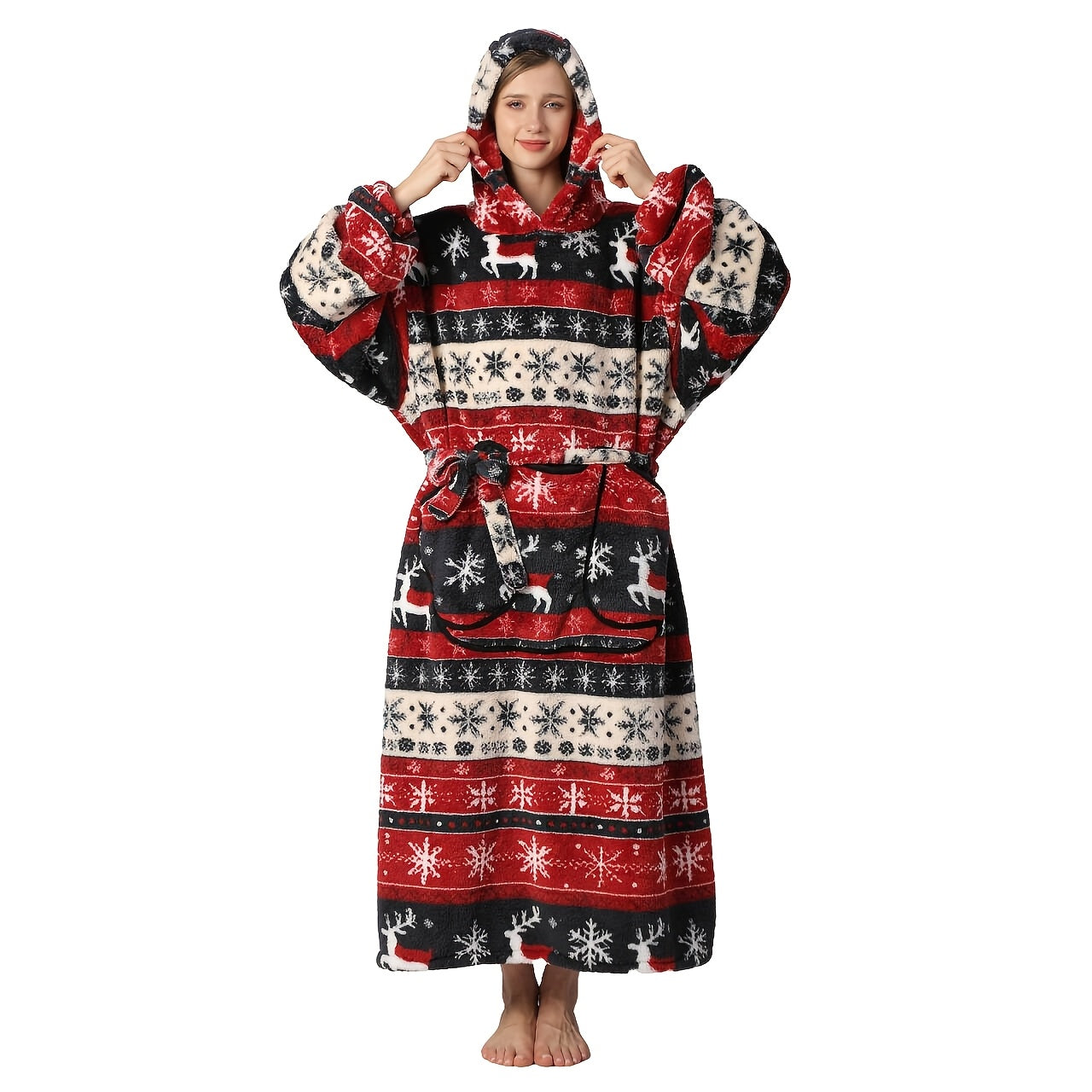 Oversized Blanket Hoodie Cozy Wearable Fleece Blanket