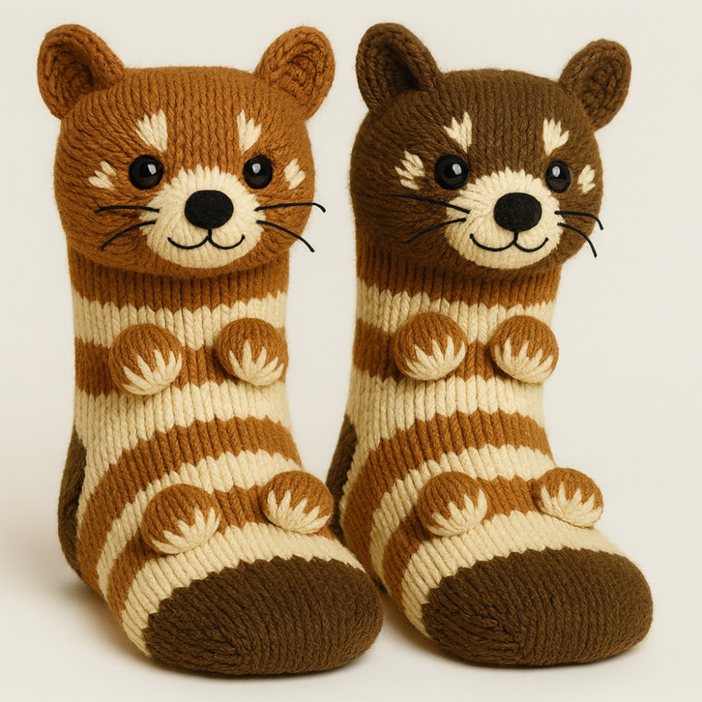 Cozy Animal Knitted Socks Plush Winter Slipper Socks