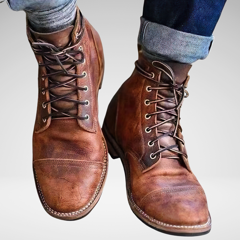 Men’s Vintage Leather Work Boots | Ankle Lace-Up