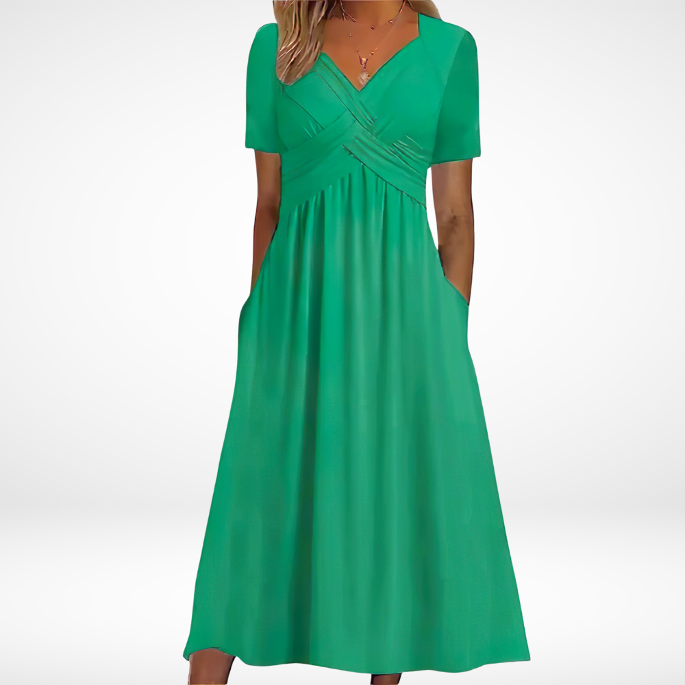 Women's Casual Summer Workwear Dress | Short Sleeve Midi