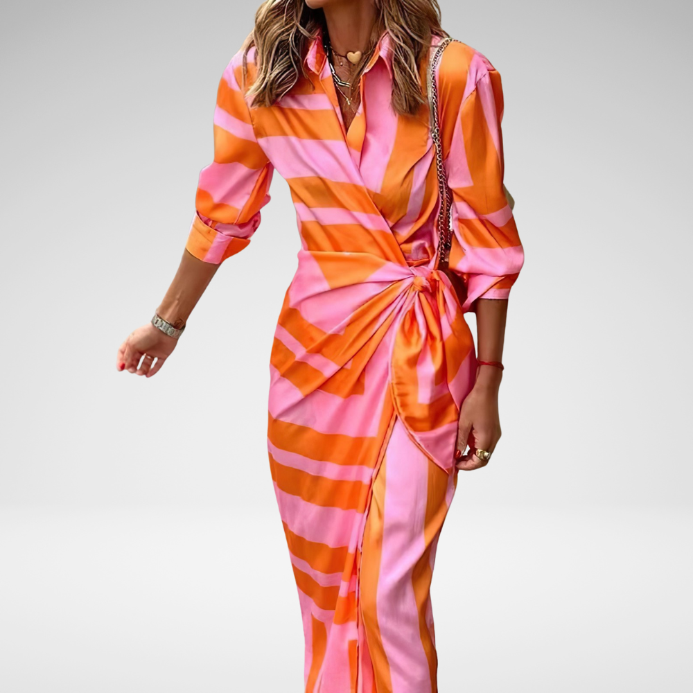 Women’s Summer Wrap Shirt Dress | Elegant Wedding Guest Midi