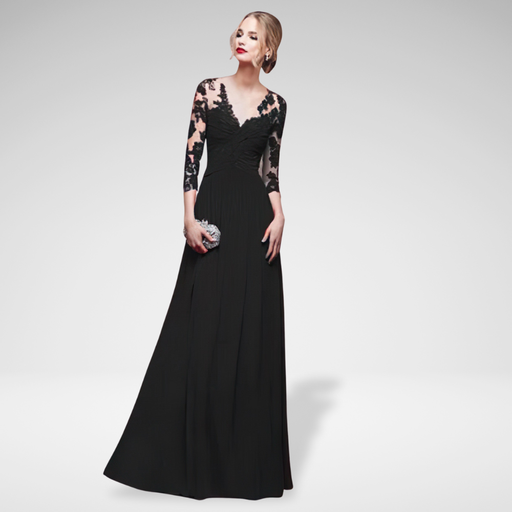 Women's Lace Long Sleeve Formal Dress | Corset Evening Maxi