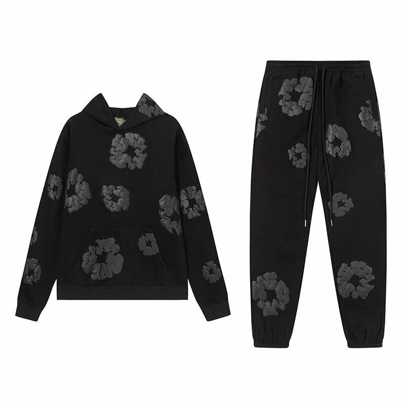 Women Floral Lounge Tracksuit Set Cozy Two Piece Loungewear