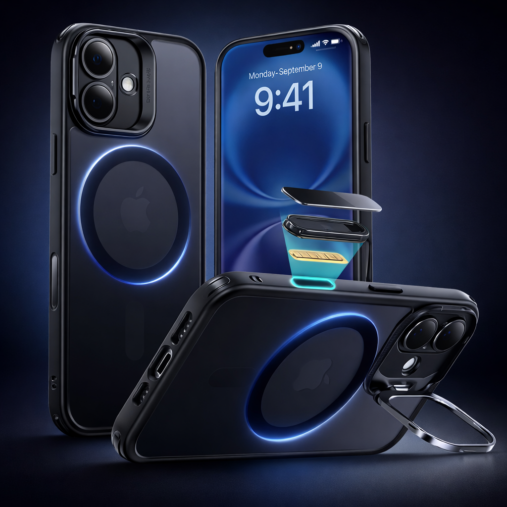 Phone Case Magnetic Clear Stand Shockproof Protective Cover