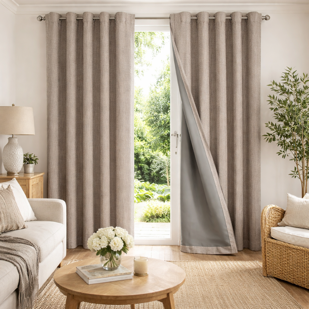 Blackout Curtains Thermal Insulated Faux Linen Window Drapes