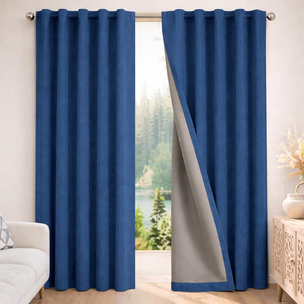 Blackout Curtains Thermal Insulated Faux Linen Window Drapes