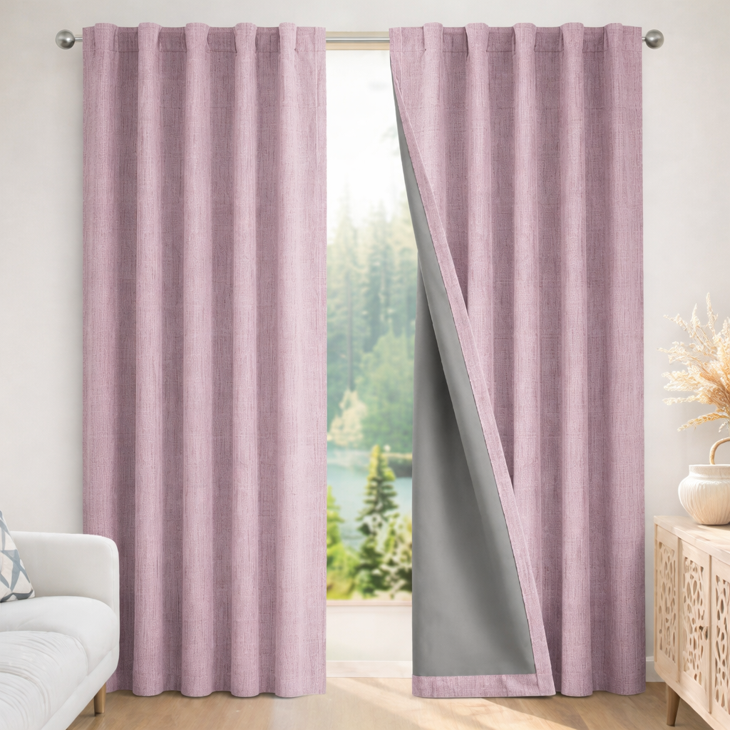 Blackout Curtains Thermal Insulated Faux Linen Window Drapes