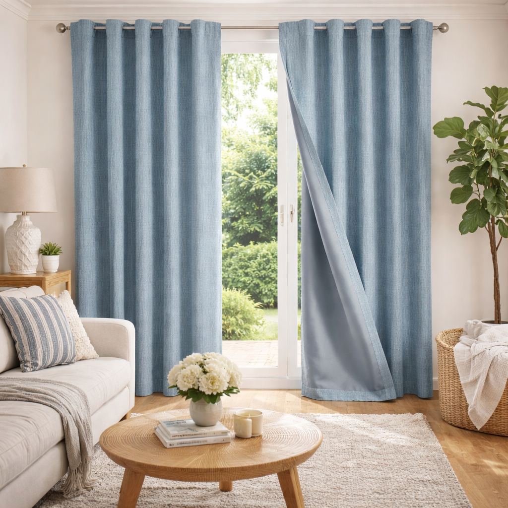Blackout Curtains Thermal Insulated Faux Linen Window Drapes