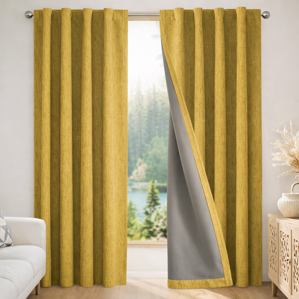 Blackout Curtains Thermal Insulated Faux Linen Window Drapes