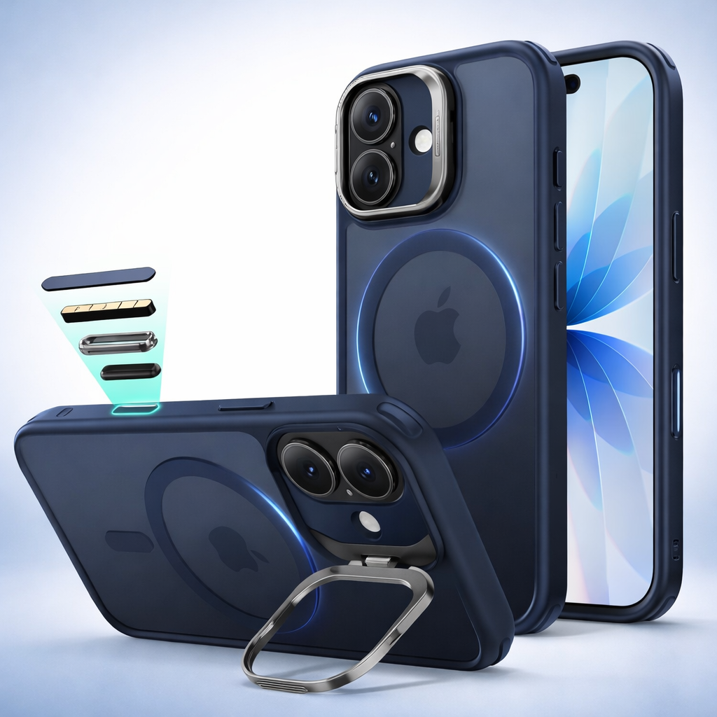 Phone Case Magnetic Clear Stand Shockproof Protective Cover