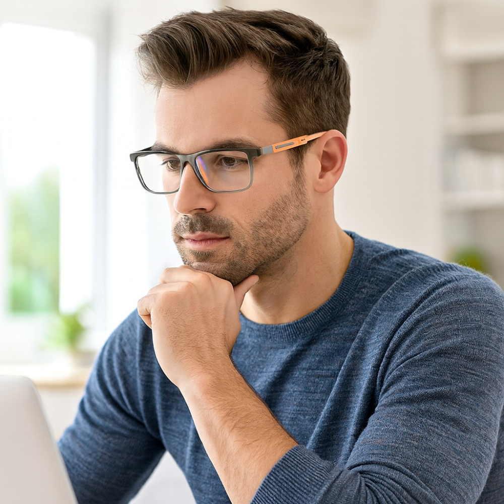 Reading Glasses Blue Light Titanium Frame Progressive Lenses