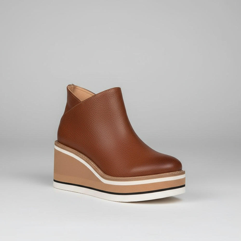 Women Platform Ankle Boots - Wedge Slip On Shoes