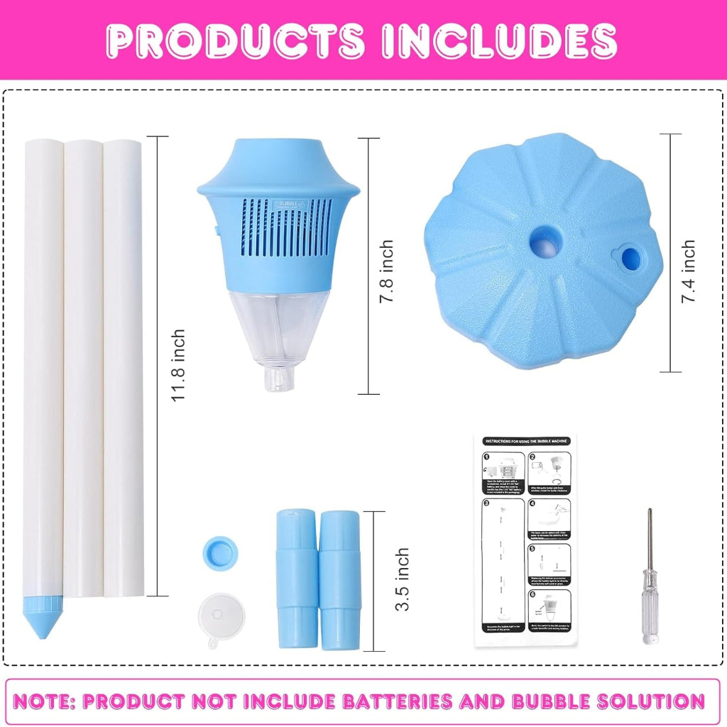 Bubble Machine Torch with LED Lights Music and Rechargeable Battery 7