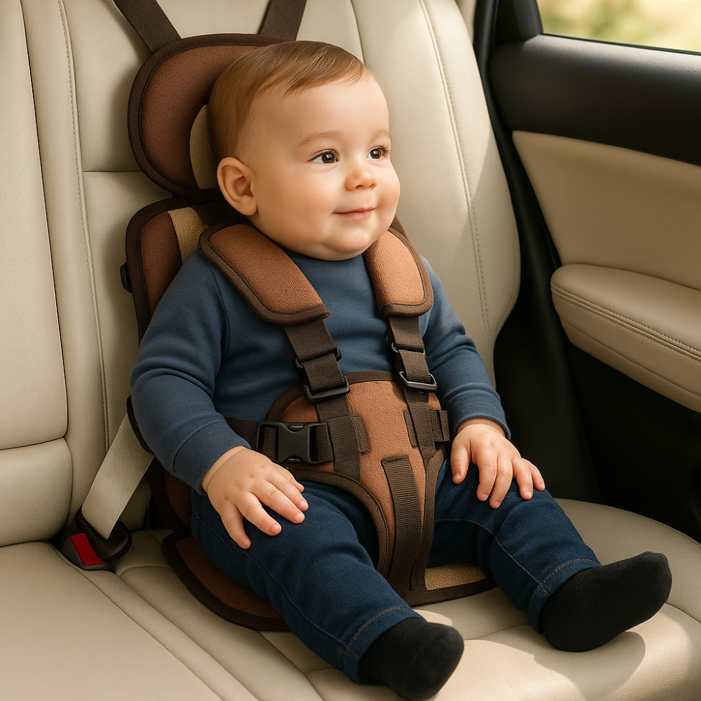 Child Car Booster Seat with Harness – Portable Foldable Travel Safety Seat