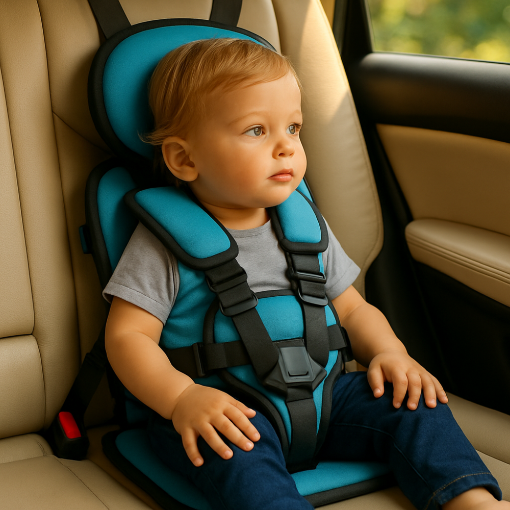 Child Car Booster Seat with Harness – Portable Foldable Travel Safety Seat