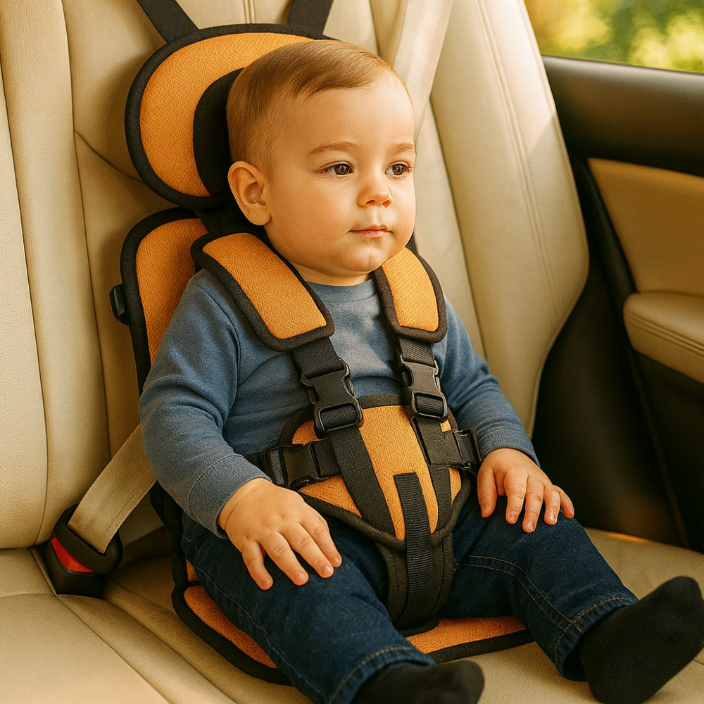 Child Car Booster Seat with Harness – Portable Foldable Travel Safety Seat