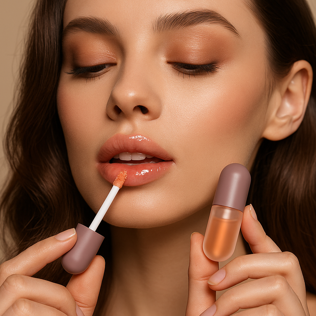 Hydrating Lip Plumper Gloss Set Day Night Natural Lip Oil Duo