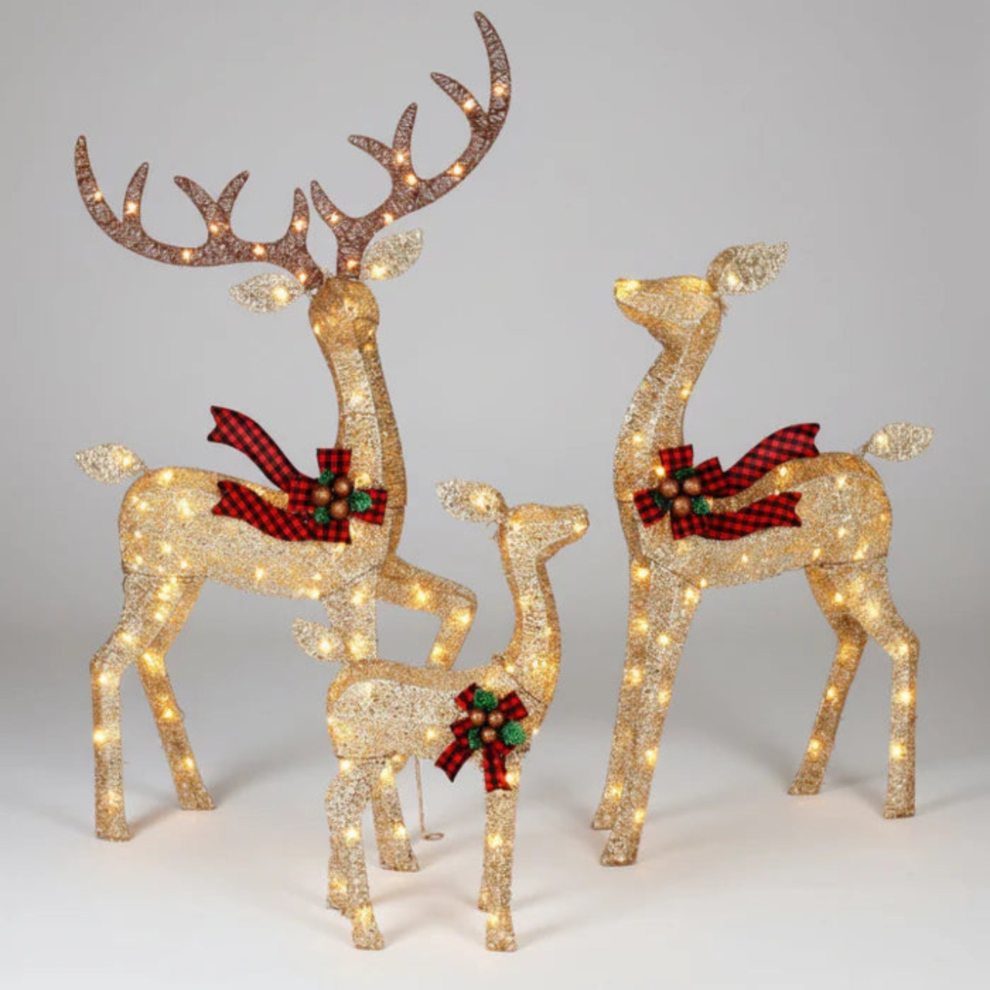 Christmas Deer Family Outdoor Decorations Lighted Waterproof Reindeer