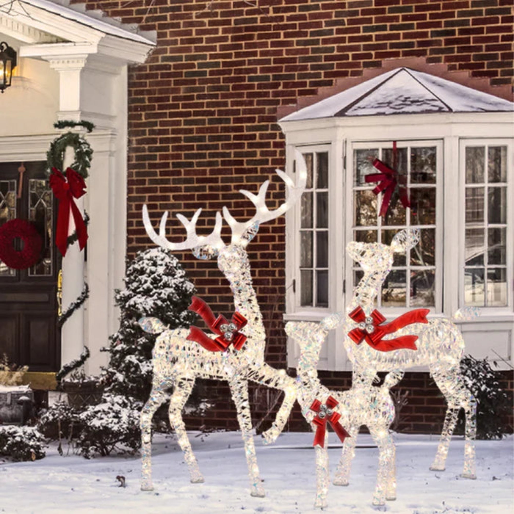 Christmas Deer Family Outdoor Decorations Lighted Waterproof Reindeer