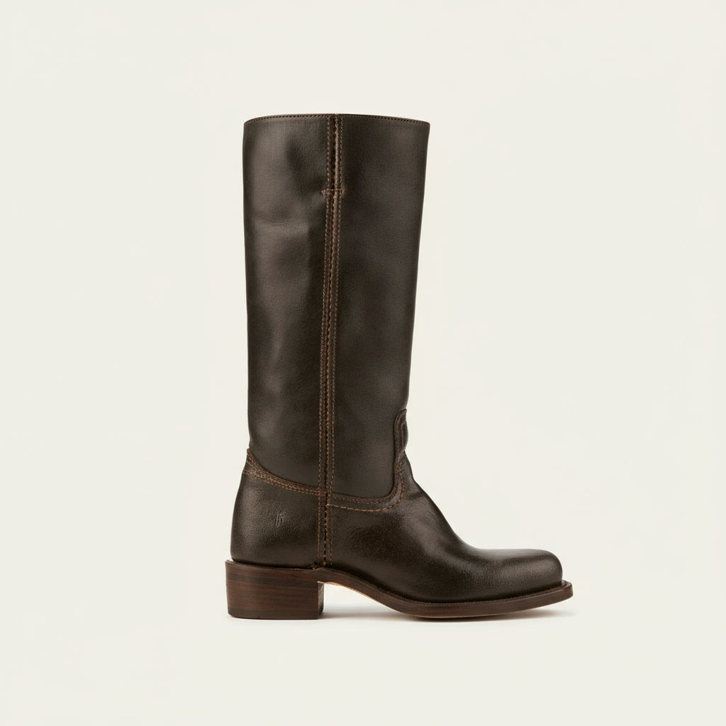 Classic Black Women's Block Heel Boots Durable PU Leather Design 5