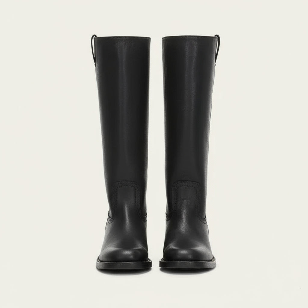 Classic Black Women's Block Heel Boots Durable PU Leather Design 6