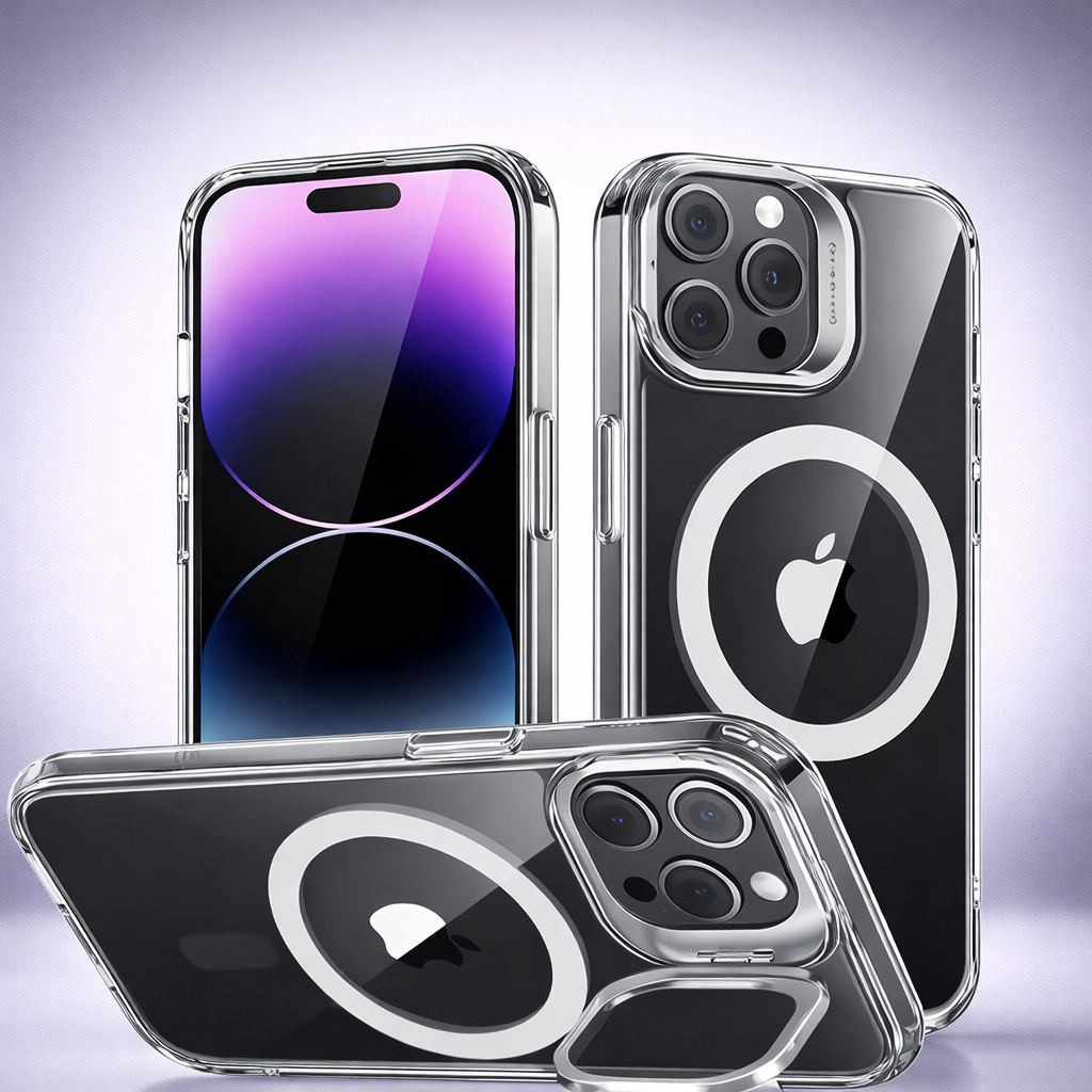 Phone Case Magnetic Clear Stand Shockproof Protective Cover