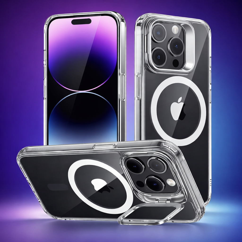 Phone Case Magnetic Clear Stand Shockproof Protective Cover