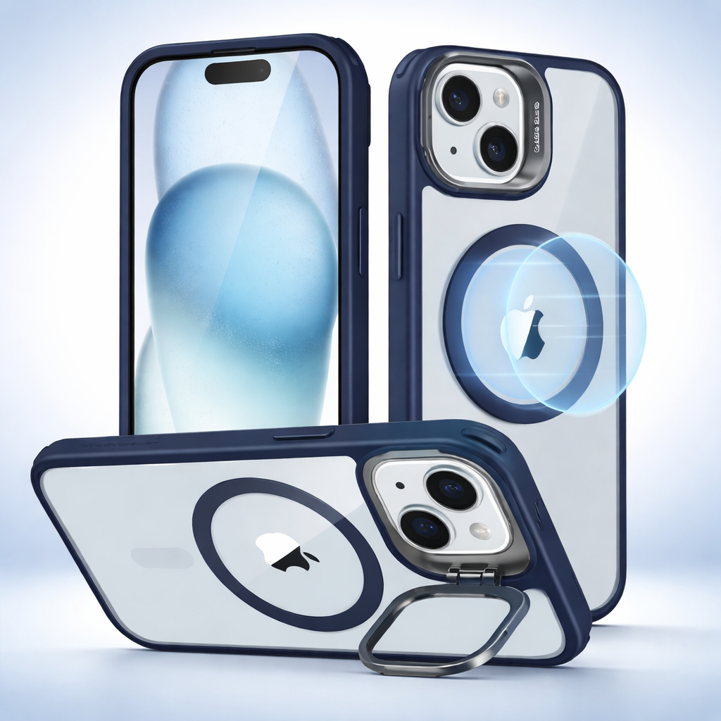 Phone Case Magnetic Clear Stand Shockproof Protective Cover