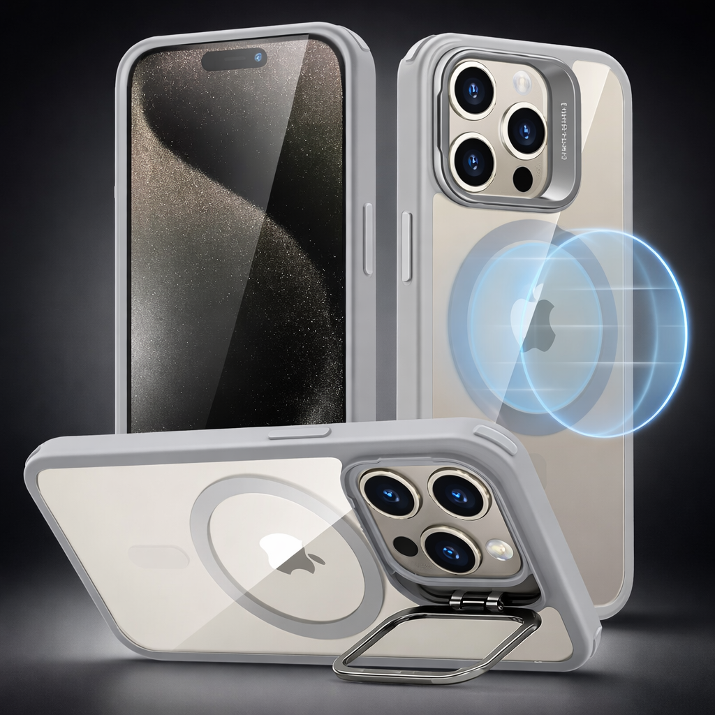 Phone Case Magnetic Clear Stand Shockproof Protective Cover