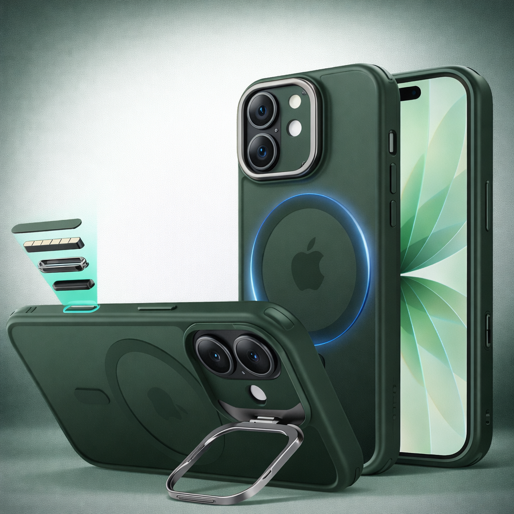 Phone Case Magnetic Clear Stand Shockproof Protective Cover