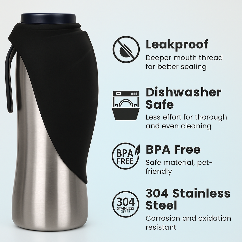 Stainless Steel Dog Water Bottle Portable Travel Drinking Cup