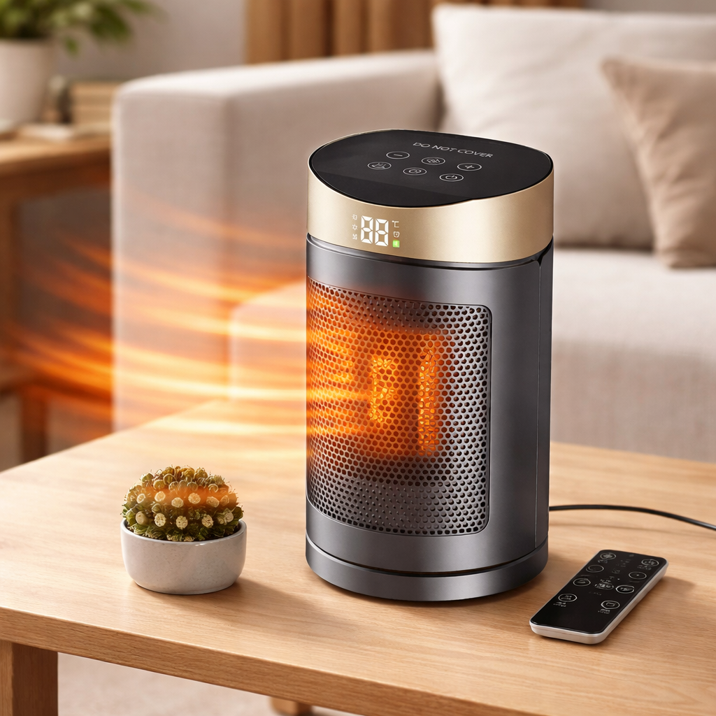 Electric Space Heater 1500W Compact Design Overheat Protection Safe Use