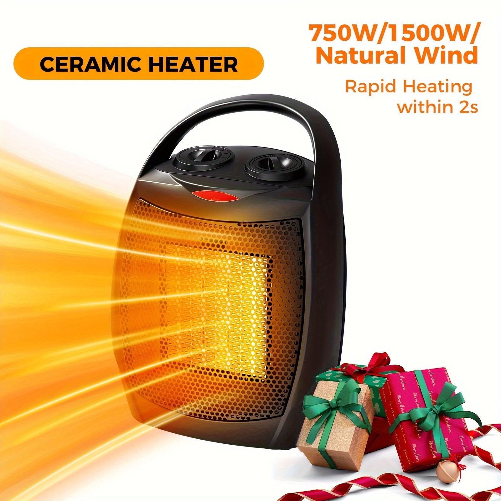 Electric Space Heater 1500W Compact Design Overheat Protection Safe Use