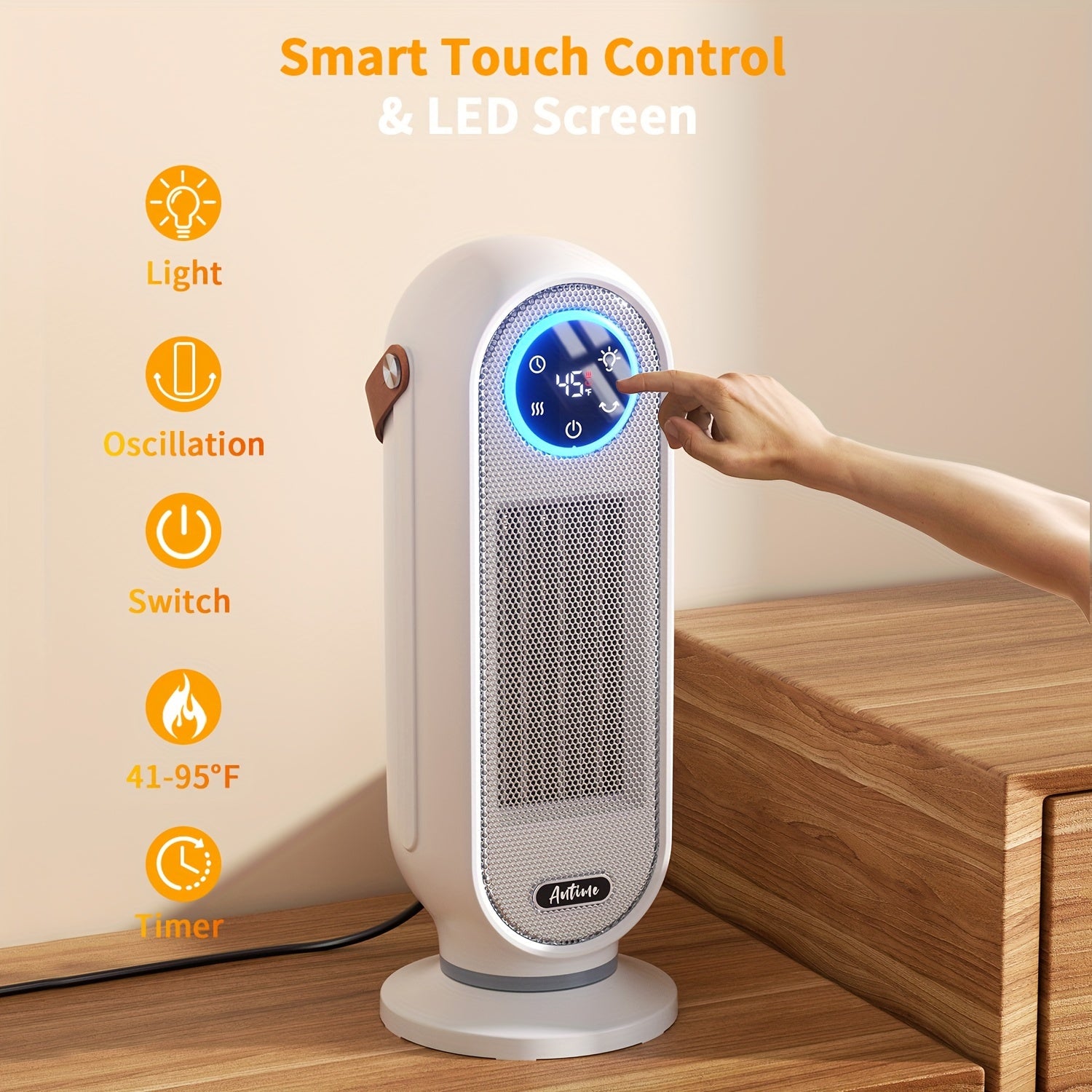 Electric Space Heater Tower Design Forced Air Heating Safety Features