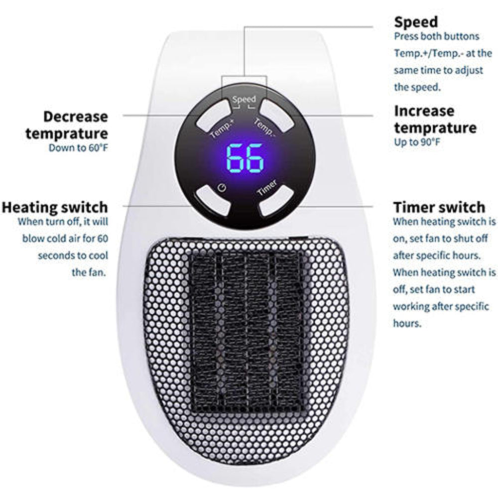 Electric Space Heater Portable Energy Efficient Quick Heating Compact Design 7