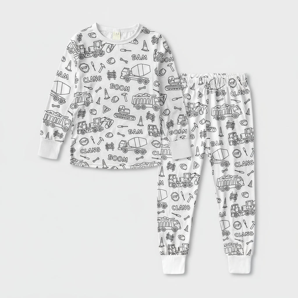 Kids Cartoon Pajama Set Two-Piece Loungewear Pants and Top