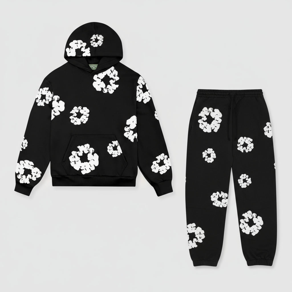 Floral Design Winter Training Suit Loose Fit Comfortable Casual Wear 2