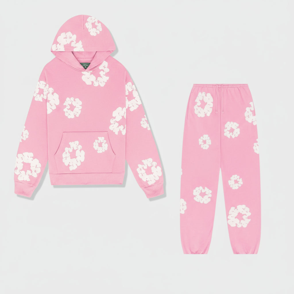 Floral Design Winter Training Suit Loose Fit Comfortable Casual Wear 3